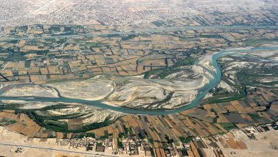 Aerial photograph of Helmand River at Gereshk in 2011