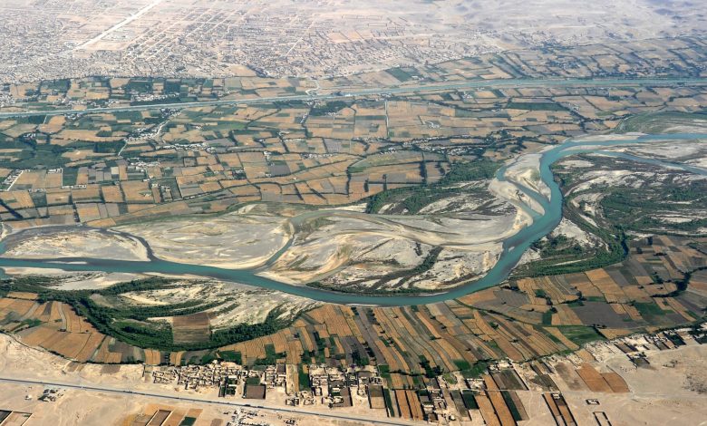 Aerial photograph of Helmand River at Gereshk in 2011